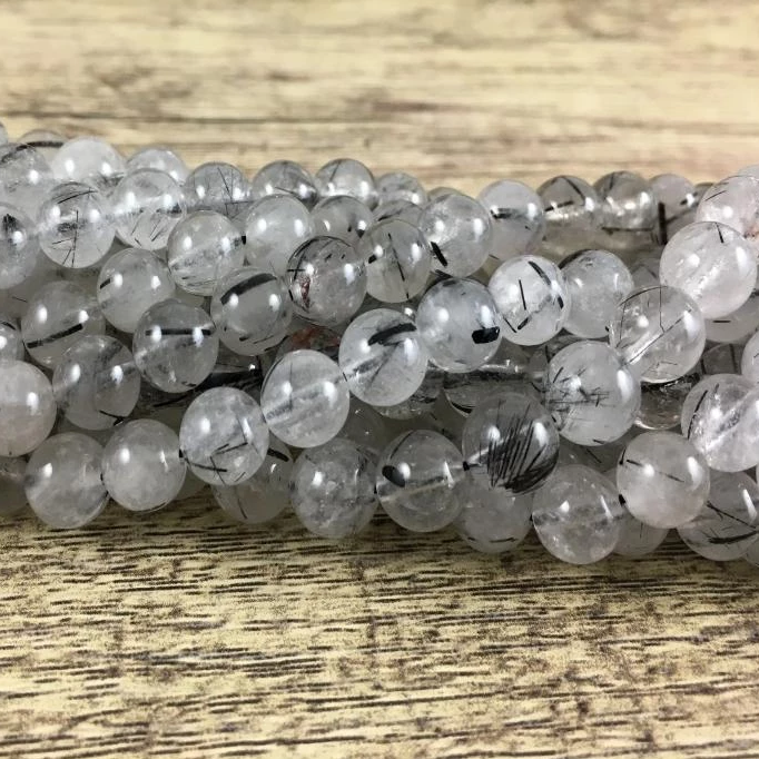 6mm Black Tourmalinated Quartz Bead | Bellaire Wholesale