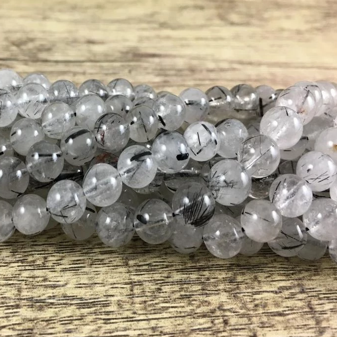 4mm Black Tourmalinated Quartz Bead | Bellaire Wholesale