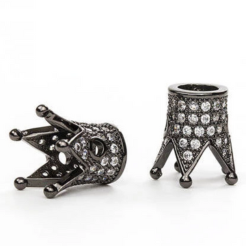 Cz Pave, Micro Pave Gunmetal Crown Bead | Bellaire Wholesale