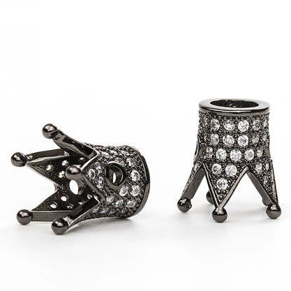Cz Pave, Micro Pave Gunmetal Crown Bead | Bellaire Wholesale