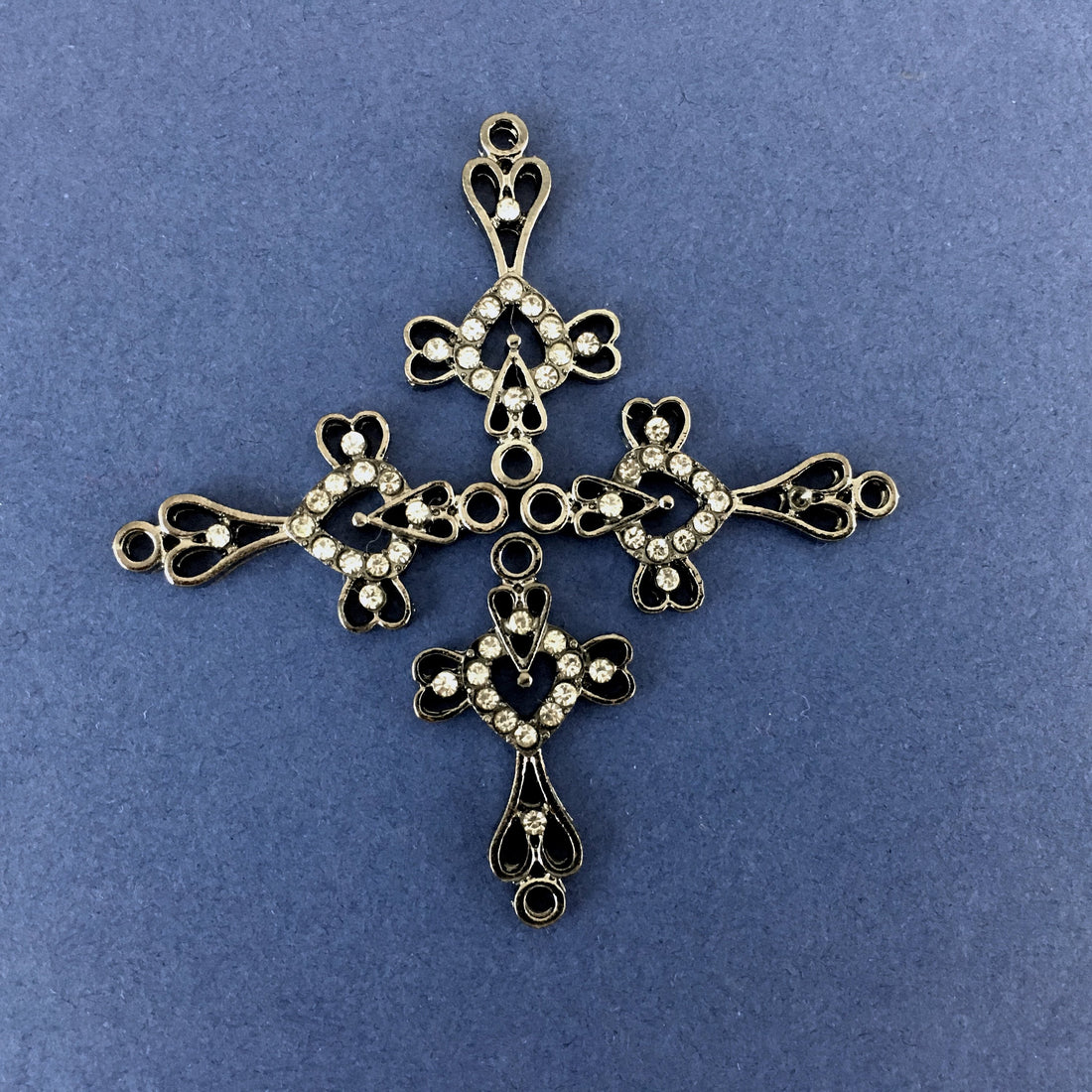 Alloy Connector, Gun Metal Heart Cross | Bellaire Wholesale
