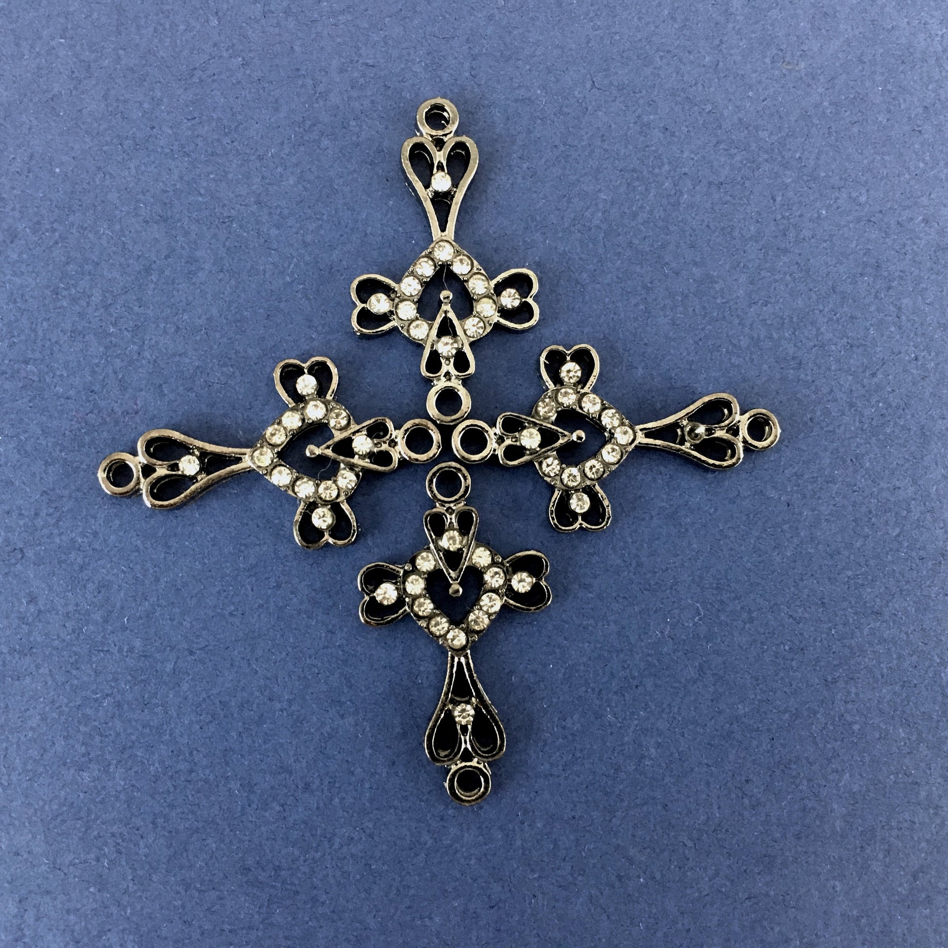 Alloy Connector, Gun Metal Heart Cross | Bellaire Wholesale