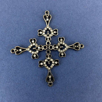 Alloy Connector, Gun Metal Heart Cross | Bellaire Wholesale