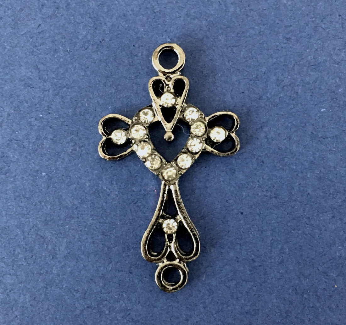 Alloy Connector, Gun Metal Heart Cross | Bellaire Wholesale