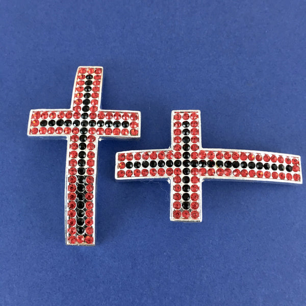 Alloy Connector, Red and Black Big Cross Bead | Bellaire Wholesale