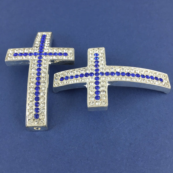 Alloy Connector, Clear and Blue Big Cross Bead | Bellaire Wholesale