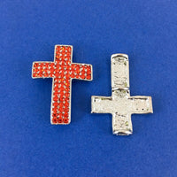 Alloy Connector, Red Cross three Row Stones | Bellaire Wholesale