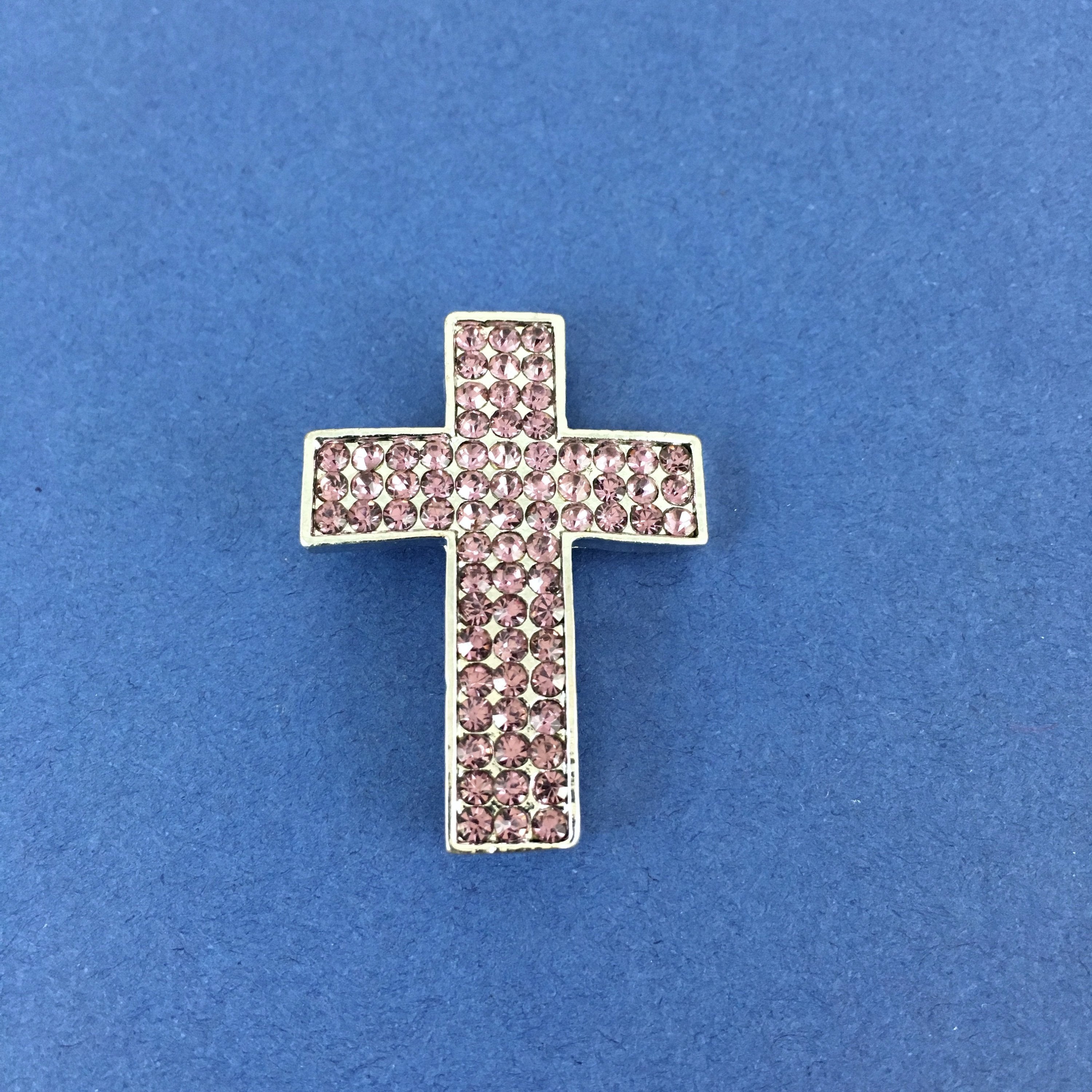 Alloy Connector, Purple Cross three Row Stones | Bellaire Wholesale