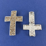 Alloy Connector, Gold Cross three Row Stones | Bellaire Wholesale