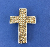 Alloy Connector, Gold Cross three Row Stones | Bellaire Wholesale