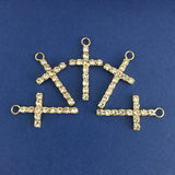 Alloy Charm, One Row Rhinestone Gold Cross | Bellaire Wholesale