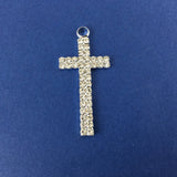 Alloy Charm, Two Row Rhinestone Silver Cross | Bellaire Wholesale