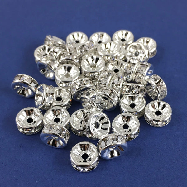 8mm CZ Roundels Silver Plated | Bellaire Wholesale