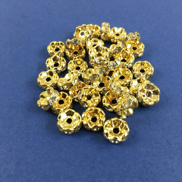 8mm CZ Roundels Gold Plated | Bellaire Wholesale