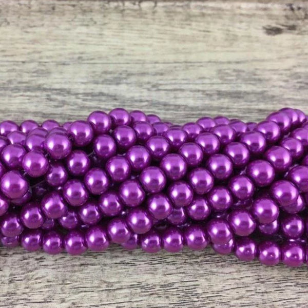 8mm Glass Pearl Bead, Dark Purple | Bellaire Wholesale