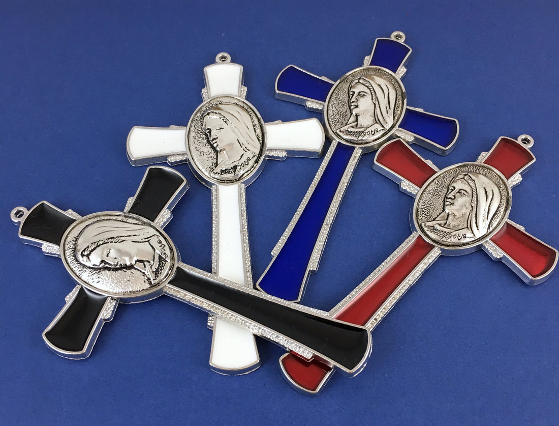 Alloy Enamel Mother Mary and Jesus Cross Charm | Bellaire Wholesale