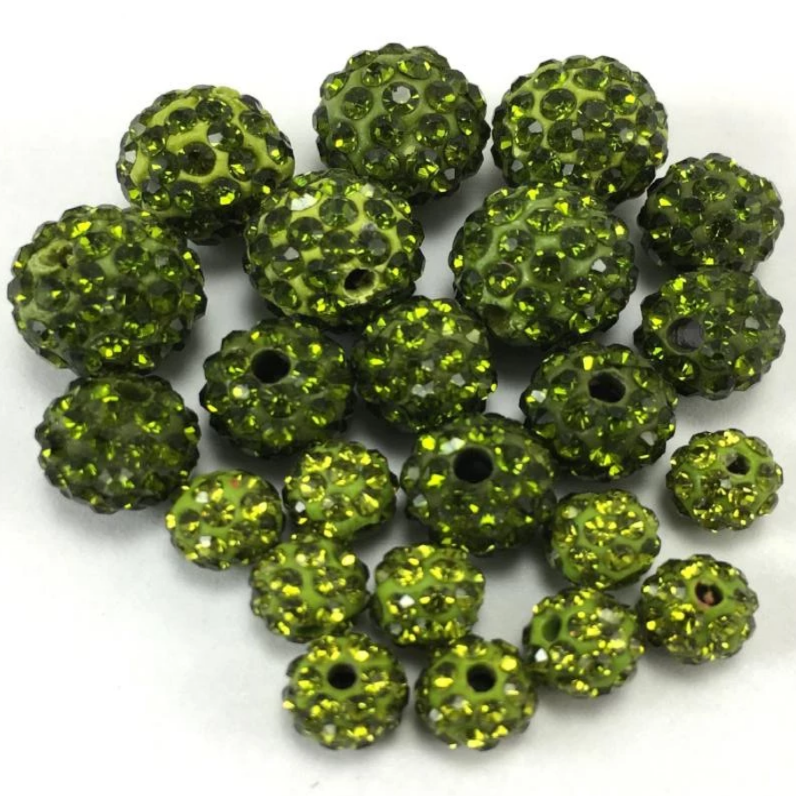 10mm Olivine Green Shamballa Bead | Bellaire Wholesale