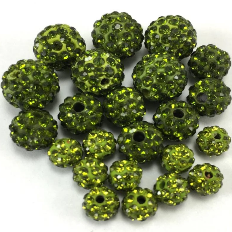 8mm Olivine Green Shamballa Bead | Bellaire Wholesale