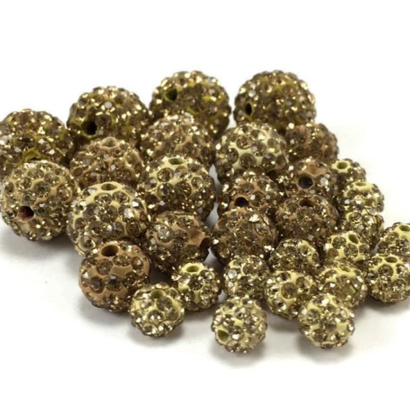 12mm Dull Gold Shamballa Bead | Bellaire Wholesale