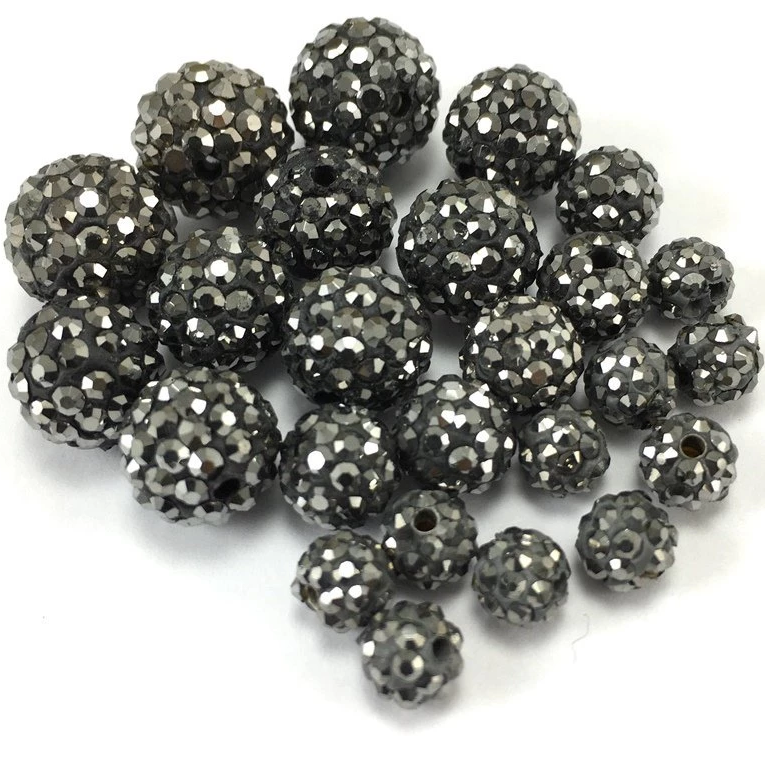 10mm Dark Grey Shamballa Bead | Bellaire Wholesale