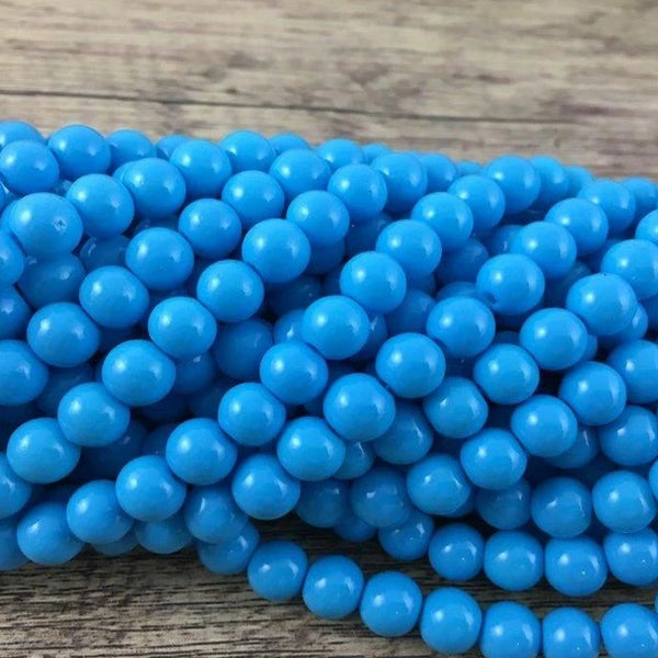 8mm Faux Glass Pearl Bead, Solid Blue | Bellaire Wholesale