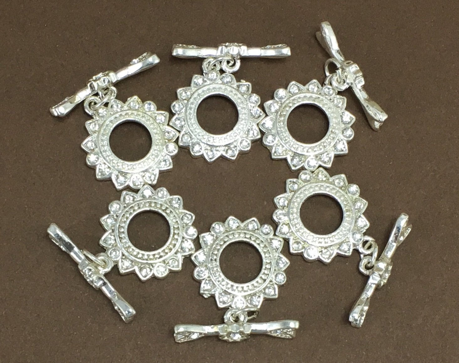 3 Sets of Flower Toggle with crystal stones | Bellaire Wholesale