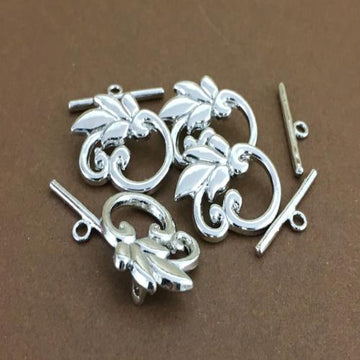 Alloy Leaf Toggle Charm, Silver Plated Toggle | Bellaire Wholesale
