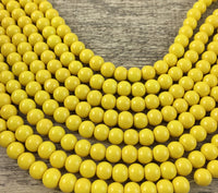 12mm Glass Pearl Bead, Solid Yellow | Bellaire Wholesale