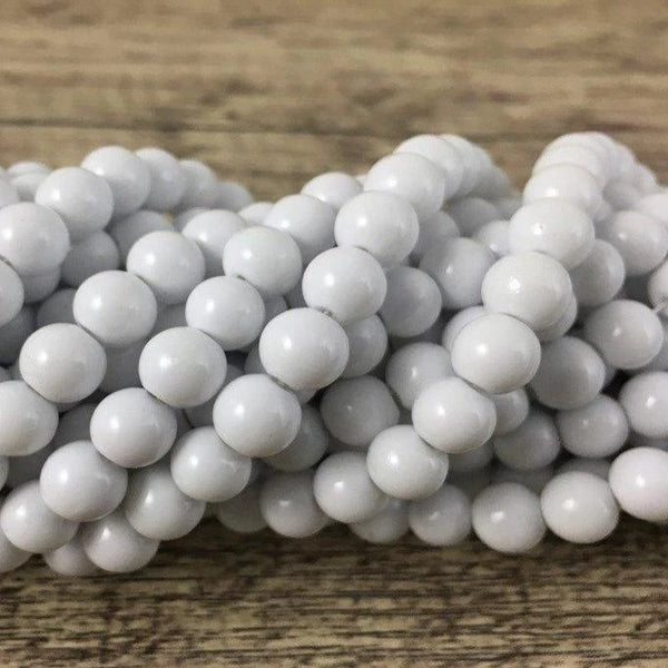 8mm Faux Glass Pearl Bead, Solid Chalk White | Bellaire Wholesale