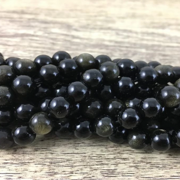 6mm Gold Black Obsidian Bead | Bellaire Wholesale