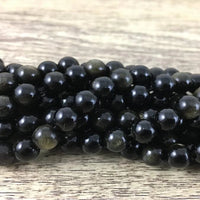 6mm Gold Black Obsidian Bead | Bellaire Wholesale