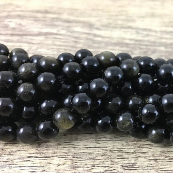 10mm Gold Black Obsidian Bead | Bellaire Wholesale