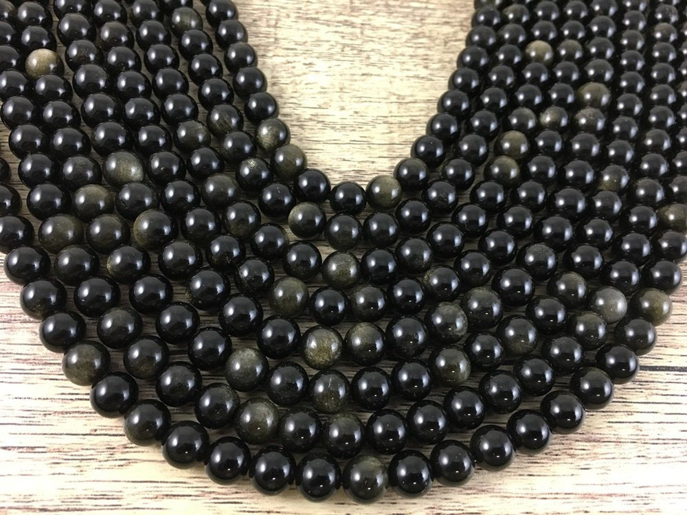 10mm Gold Black Obsidian Bead | Bellaire Wholesale