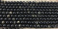 8mm Gold Black Obsidian beads