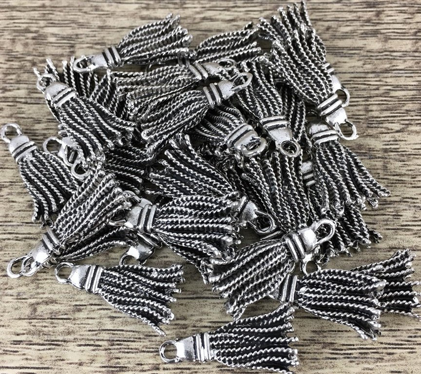 Alloy Silver Charm, 20mm Tassel Charm | Bellaire Wholesale