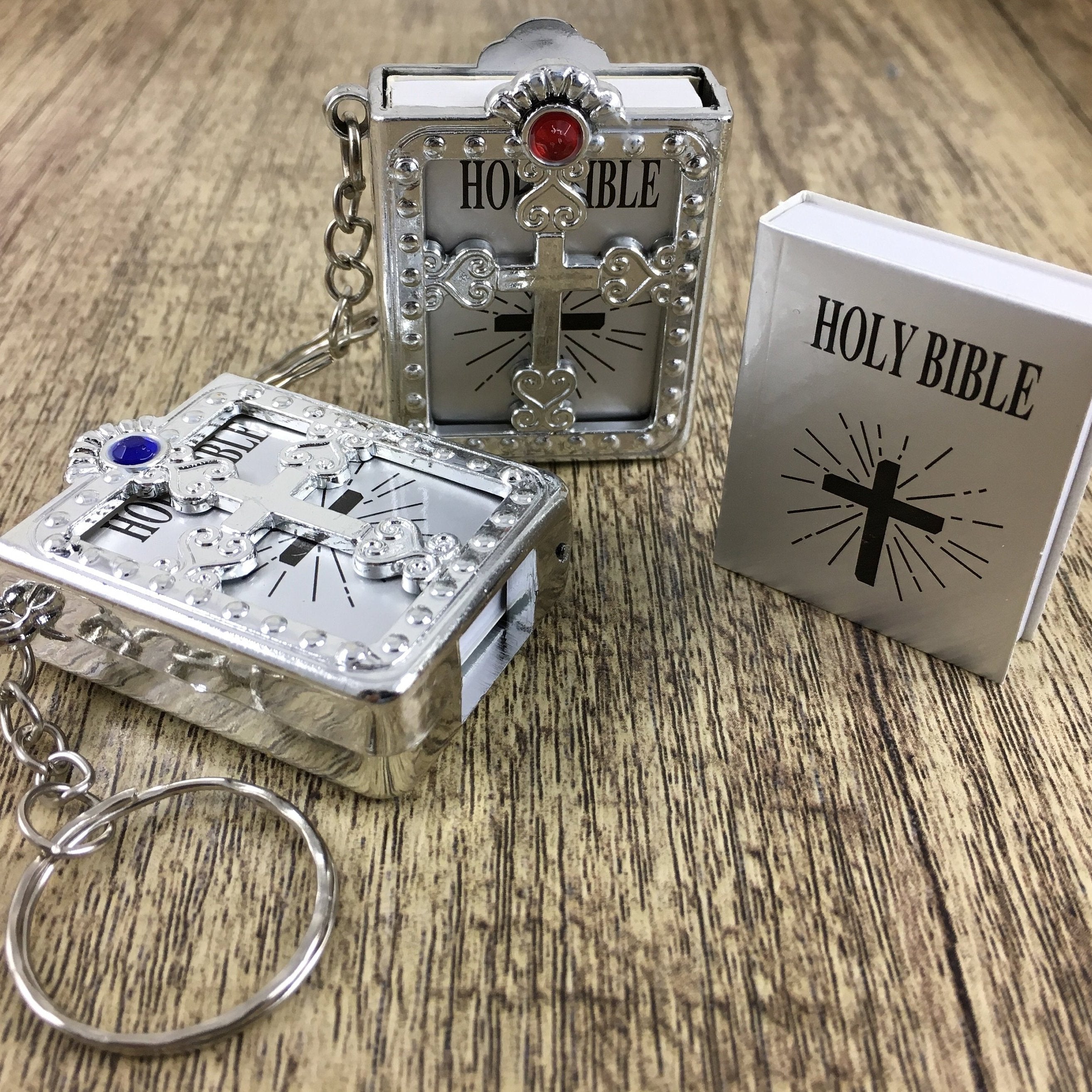 Holy Bible Keychain, Silver | Bellaire Wholesale