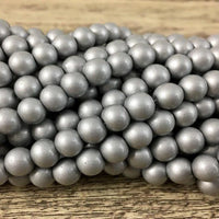8mm Faux Glass Pearl Matte Finish, Solid Grey | Bellaire Wholesale