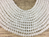 8mm Snow Ball White Faceted Rondelle Glass Bead | Bellaire Wholesale