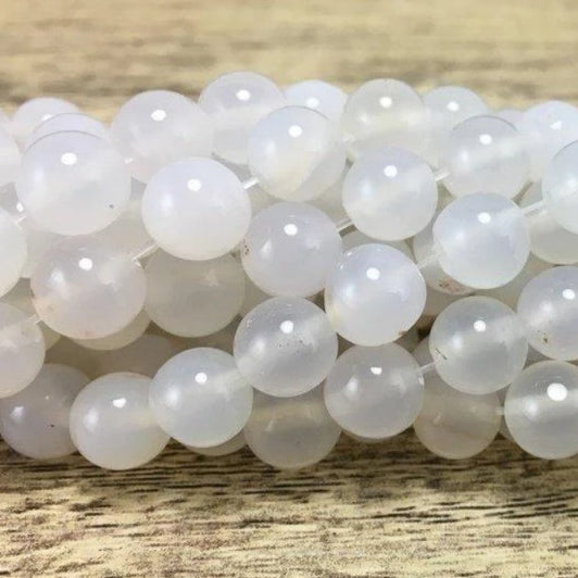 8mm White Agate Bead | Bellaire Wholesale