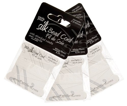 Silk Thread with 0.45mm Needle, White | Bellaire Wholesale