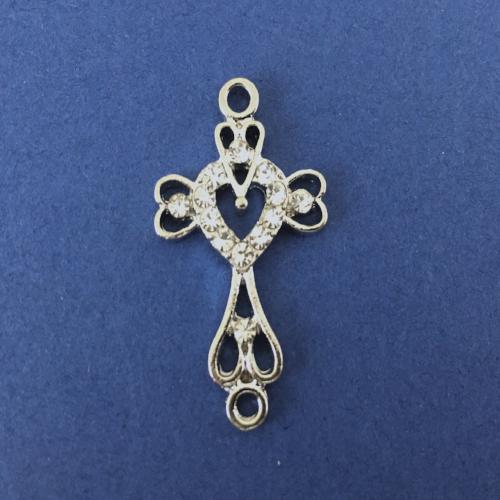 Alloy Connector, Rhodium Heart Cross | Bellaire Wholesale