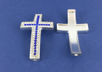 Alloy Connector, Clear and Blue Big Cross Bead | Bellaire Wholesale