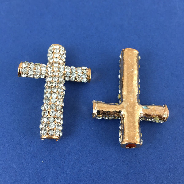 Alloy Connector, Rose Gold Cross Round Bead | Bellaire Wholesale