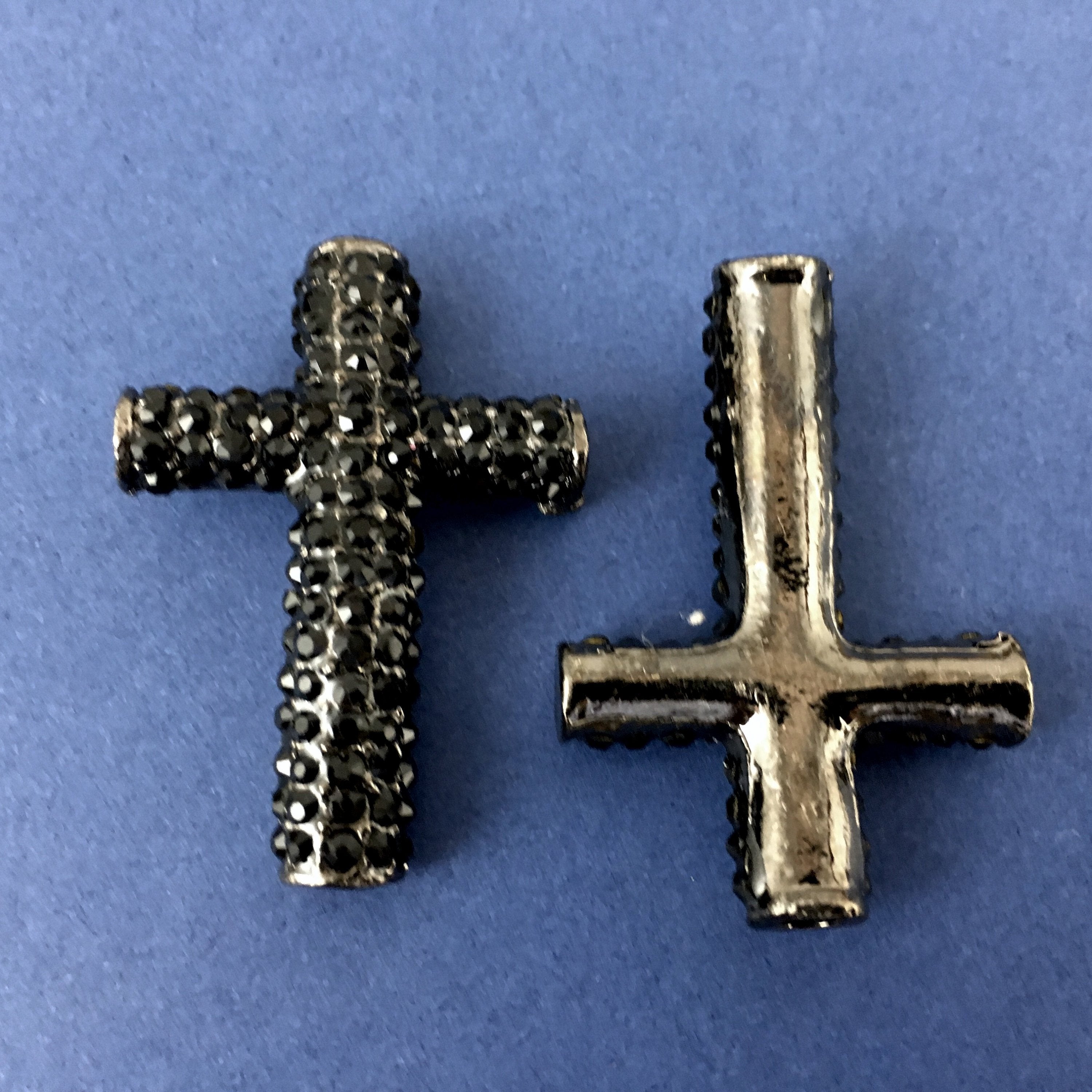 Alloy Black Cross Round Bead | Bellaire Wholesale