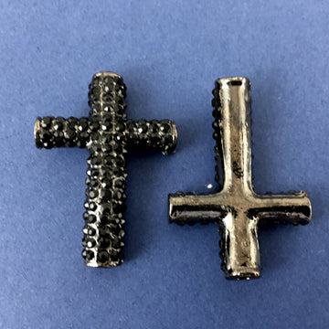 Alloy Black Cross Round Bead | Bellaire Wholesale