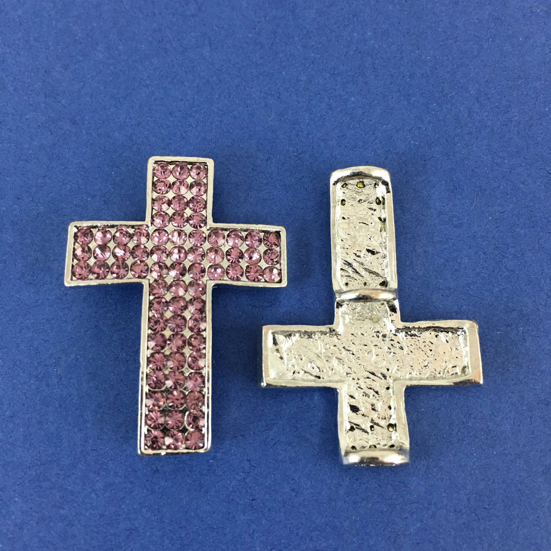 Alloy Connector, Purple Cross three Row Stones | Bellaire Wholesale