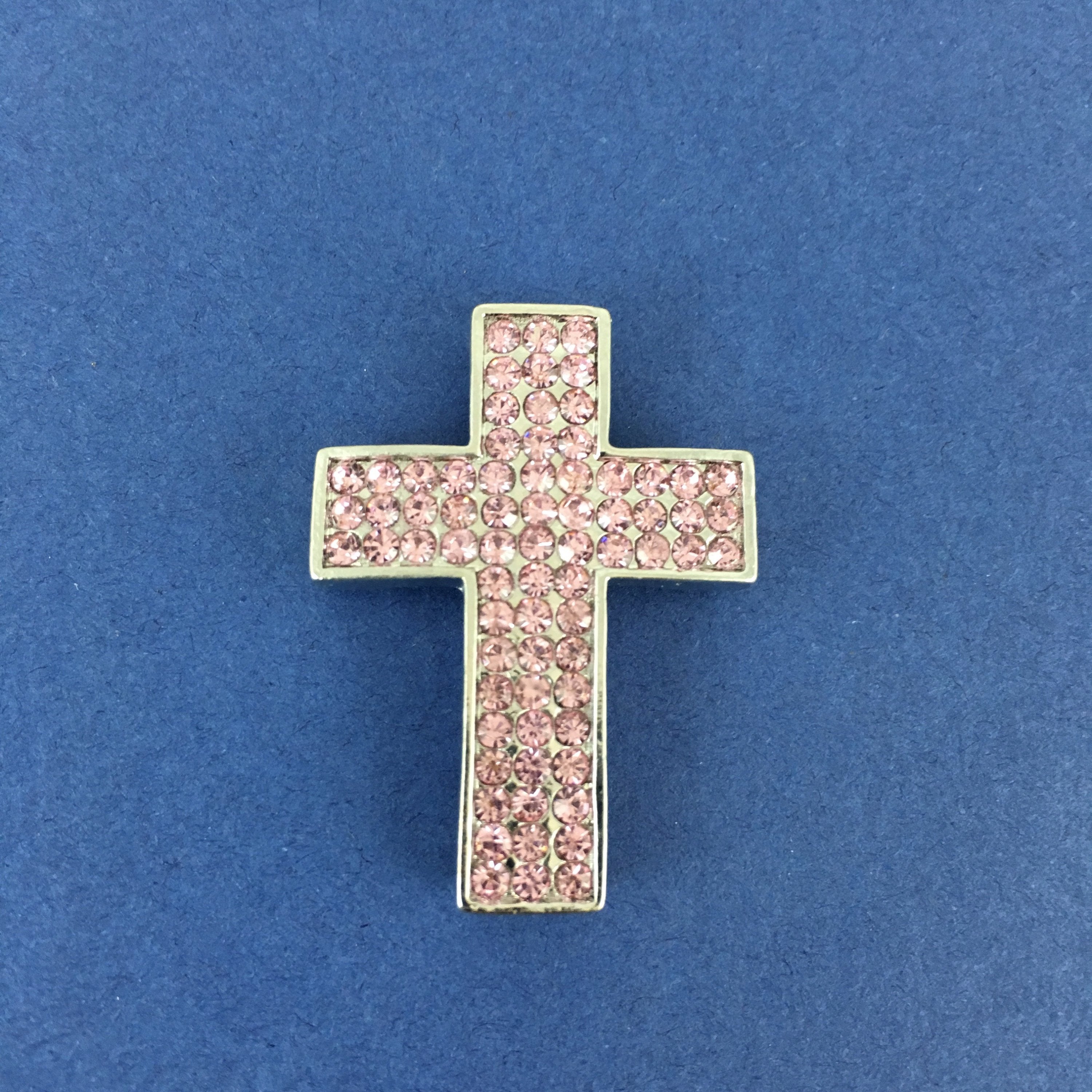 Alloy Connector, Pink Cross three Row Stones | Bellaire Wholesale