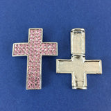 Alloy Connector, Pink Cross three Row Stones | Bellaire Wholesale