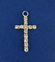Alloy Charm, One Row Rhinestone Gold Cross | Bellaire Wholesale