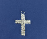 Alloy Charm, Two Row Small Rhinestone Silver Cross| Bellaire Wholesale